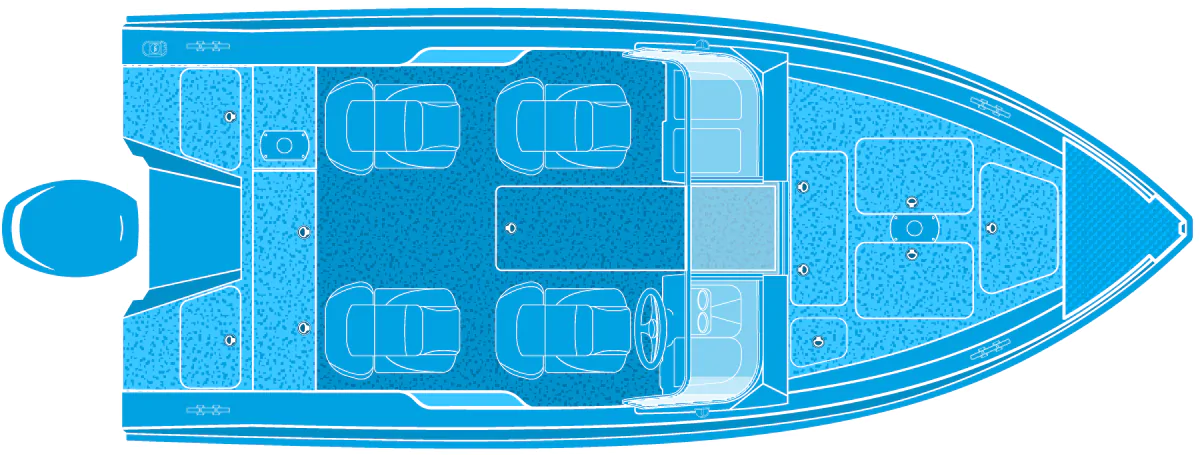 Shortened stern casting platform  Extended cockpit